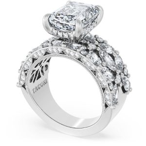 Emerald Solitaire Engagement Ring w/ Marquise & Pear Band