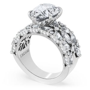 Pear Solitaire Engagement Ring w/ Marquise & Pear Band