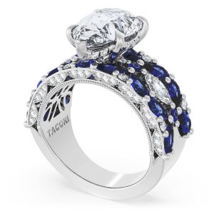 Pear Solitaire Engagement Ring w/ Marquise & Pear Band