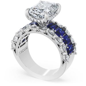 Emerald Solitaire Engagement Ring w/ Emerald & Pear Band