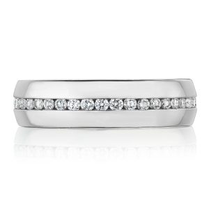 Channel Set Diamond in High Polish Finish Wedding Band