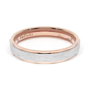 Brush Finish Faceted Wedding Band