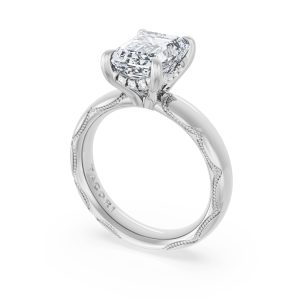 Emerald Solitaire Cigar Band Engagement Ring