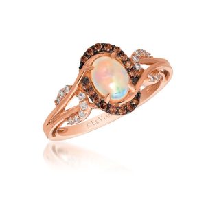14K STRAWBERRY GOLD DIAMOND OPAL RING