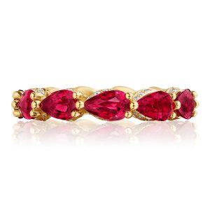 Pear Cut Ruby Eternity Band