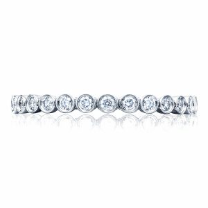 Round Bezel Droplet Wedding Band with Diamond