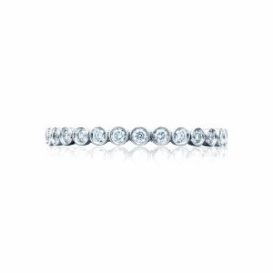 Round Bezel Droplet Wedding Band with Diamond
