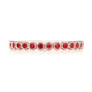 Round Bezel Droplet Wedding Band with Ruby
