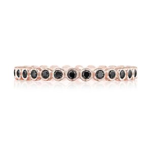 Round Bezel Droplet Wedding Band with Black Diamond