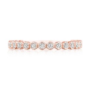 Round Bezel Droplet Wedding Band with Diamond