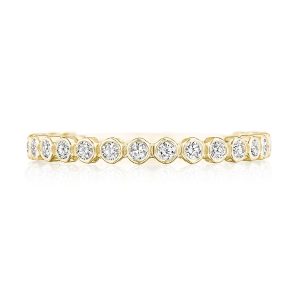 Round Bezel Droplet Wedding Band with Diamond