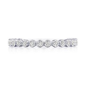 Round Bezel Droplet Wedding Band with Diamond