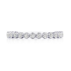 Round Bezel Droplet Wedding Band with Diamond