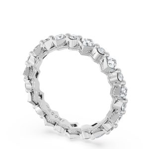 Carré and Round Diamond Wedding Band, 4.00mm