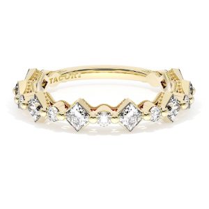 Carré and Round Diamond Wedding Band, 4.00mm