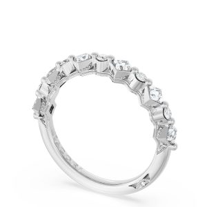 Carré and Round Diamond Wedding Band, 4.00mm