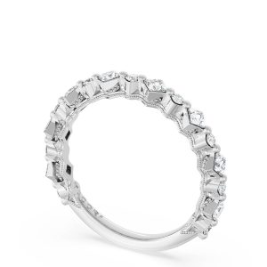 Carré and Round Diamond Wedding Band, 3.70mm