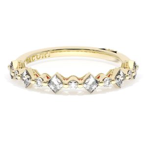 Carré and Round Diamond Wedding Band, 3.70mm