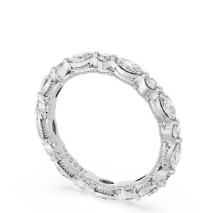 Marquise and Round Diamond Wedding Band, 2.80mm