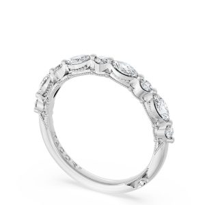 Marquise and Round Diamond Wedding Band, 2.80mm