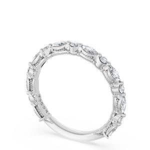 Marquise and Round Diamond Wedding Band, 2.20mm