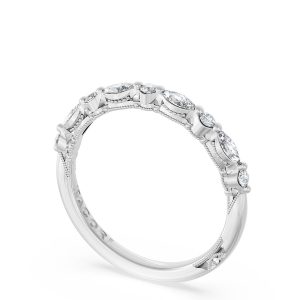 Marquise and Round Diamond Wedding Band, 2.20mm