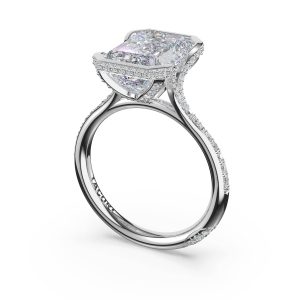Emerald North/South Semi-Bezel Pavé-Intense Ring