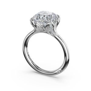 Cushion Petal-Crown Pavé Accent Solitaire