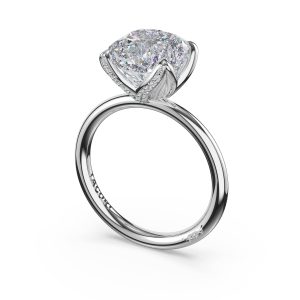 Cushion Sculpted Petal-Pavé-Prong Solitaire