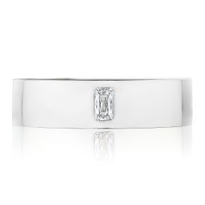 Bezel Set Diamond Wedding Band in High Polish Finish
