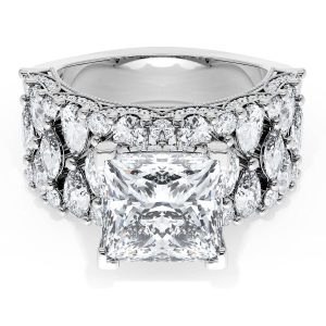 Princess Solitaire Engagement Ring w/ North South Marquise & Pear Band