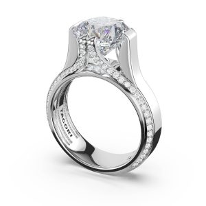 Round Wide Band Solitaire Engagement Ring