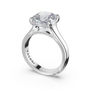 Cushion Wide Band Solitaire Engagement Ring