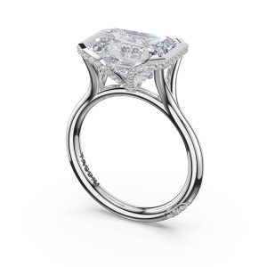 Emerald East-West Semi Bezel Solitaire Engagement Ring