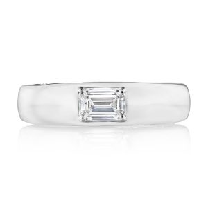 Domed Emerald Cut Diamond Ring