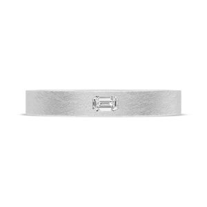 Bezel Set Diamond Wedding Band in Brushed Finish