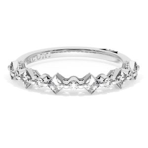 Carré and Round Diamond Wedding Band, 3.70mm