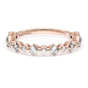 Carré and Round Diamond Wedding Band, 3.70mm