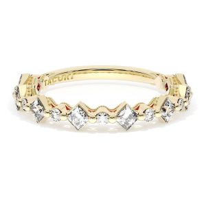 Carré and Round Diamond Wedding Band, 3.70mm