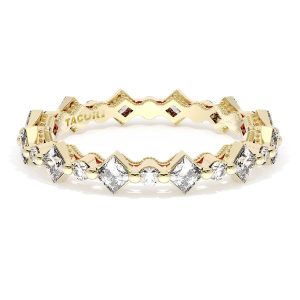 Carré and Round Diamond Wedding Band, 3.70mm