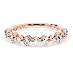 Carré and Round Diamond Wedding Band, 4.00mm