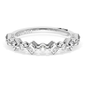 Carré and Round Diamond Wedding Band, 4.00mm