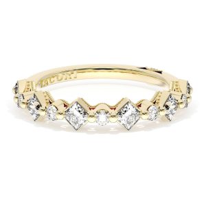 Carré and Round Diamond Wedding Band, 4.00mm