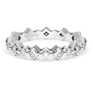 Carré and Round Diamond Wedding Band, 4.00mm