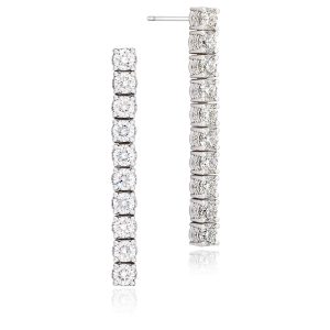 Round Diamond Drop Earrings