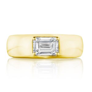 Domed Emerald Cut Diamond Ring